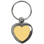 Pale Pumpkin Orange and White Halloween Gingham Check Key Chains (Heart)  Front