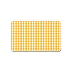 Pale Pumpkin Orange And White Halloween Gingham Check Magnet (name Card) by PodArtist