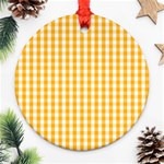 Pale Pumpkin Orange and White Halloween Gingham Check Round Ornament (Two Sides) Back