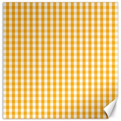 Pale Pumpkin Orange And White Halloween Gingham Check Canvas 16  X 16   by PodArtist