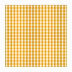 Pale Pumpkin Orange And White Halloween Gingham Check Medium Glasses Cloth by PodArtist