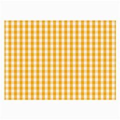 Pale Pumpkin Orange And White Halloween Gingham Check Large Glasses Cloth (2-side) by PodArtist