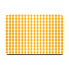 Pale Pumpkin Orange And White Halloween Gingham Check Plate Mats by PodArtist