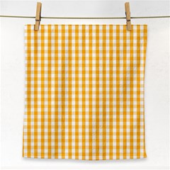 Pale Pumpkin Orange And White Halloween Gingham Check Face Towel by PodArtist