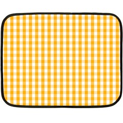 Pale Pumpkin Orange And White Halloween Gingham Check Fleece Blanket (mini) by PodArtist