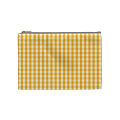 Pale Pumpkin Orange And White Halloween Gingham Check Cosmetic Bag (medium)  by PodArtist