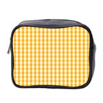 Pale Pumpkin Orange and White Halloween Gingham Check Mini Toiletries Bag 2-Side Front