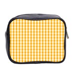 Pale Pumpkin Orange and White Halloween Gingham Check Mini Toiletries Bag 2-Side Back