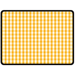 Pale Pumpkin Orange And White Halloween Gingham Check Fleece Blanket (large)  by PodArtist