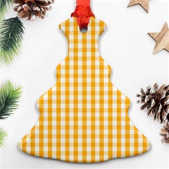 Pale Pumpkin Orange And White Halloween Gingham Check Ornament (christmas Tree)  by PodArtist