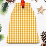 Pale Pumpkin Orange and White Halloween Gingham Check Bell Ornament (Two Sides) Front