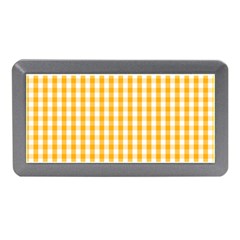 Pale Pumpkin Orange And White Halloween Gingham Check Memory Card Reader (mini) by PodArtist