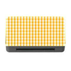 Pale Pumpkin Orange And White Halloween Gingham Check Memory Card Reader With Cf by PodArtist