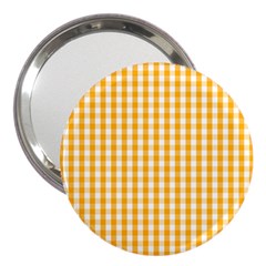 Pale Pumpkin Orange And White Halloween Gingham Check 3  Handbag Mirrors by PodArtist