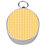 Pale Pumpkin Orange and White Halloween Gingham Check Silver Compasses Front