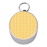 Pale Pumpkin Orange and White Halloween Gingham Check Mini Silver Compasses Front