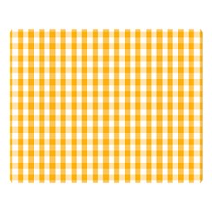 Pale Pumpkin Orange And White Halloween Gingham Check Double Sided Flano Blanket (large)  by PodArtist