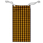 Pale Pumpkin Orange and Black Halloween Gingham Check Jewelry Bag Front