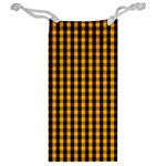 Pale Pumpkin Orange and Black Halloween Gingham Check Jewelry Bag Back