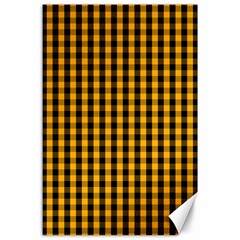 Pale Pumpkin Orange And Black Halloween Gingham Check Canvas 24  X 36  by PodArtist