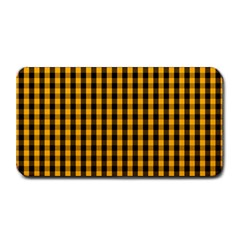 Pale Pumpkin Orange And Black Halloween Gingham Check Medium Bar Mats by PodArtist