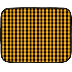 Pale Pumpkin Orange And Black Halloween Gingham Check Fleece Blanket (mini) by PodArtist