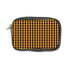 Pale Pumpkin Orange And Black Halloween Gingham Check Coin Purse by PodArtist