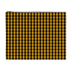 Pale Pumpkin Orange And Black Halloween Gingham Check Cosmetic Bag (xl) by PodArtist