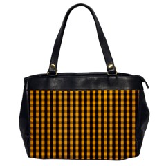 Pale Pumpkin Orange And Black Halloween Gingham Check Office Handbags by PodArtist