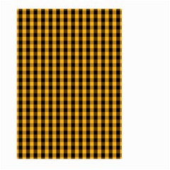 Pale Pumpkin Orange And Black Halloween Gingham Check Large Garden Flag (two Sides) by PodArtist