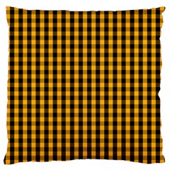 Pale Pumpkin Orange And Black Halloween Gingham Check Large Cushion Case (two Sides) by PodArtist