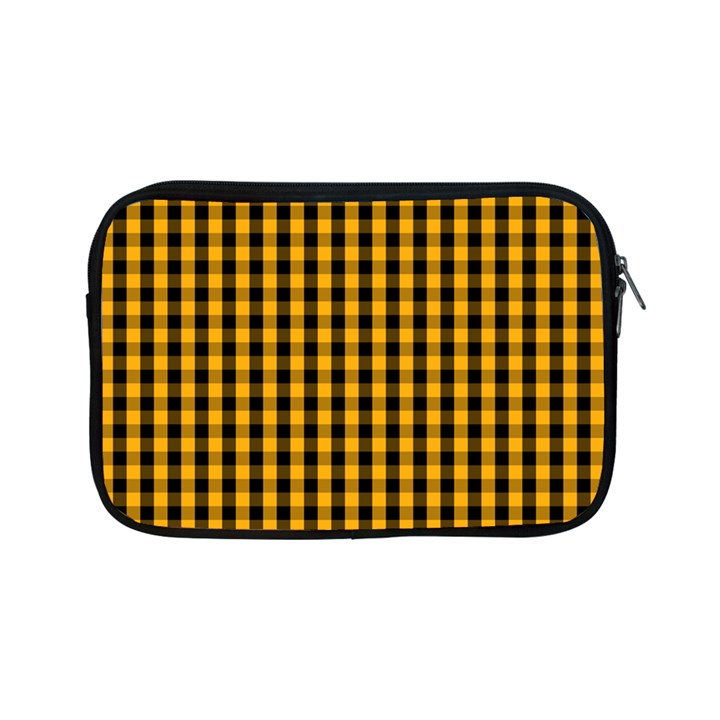 Pale Pumpkin Orange and Black Halloween Gingham Check Apple iPad Mini Zipper Cases