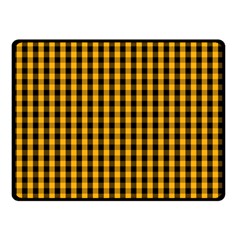 Pale Pumpkin Orange And Black Halloween Gingham Check Double Sided Fleece Blanket (small)  by PodArtist