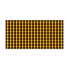 Pale Pumpkin Orange And Black Halloween Gingham Check Yoga Headband by PodArtist