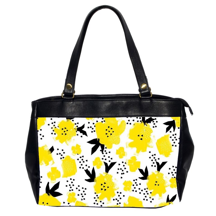 Yellow Flowers Oversize Office Handbag (Two Sides)