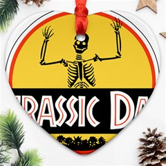 Jurassic Dad Dinosaur Skeleton Funny Birthday Gift Ornament (heart) by PodArtist