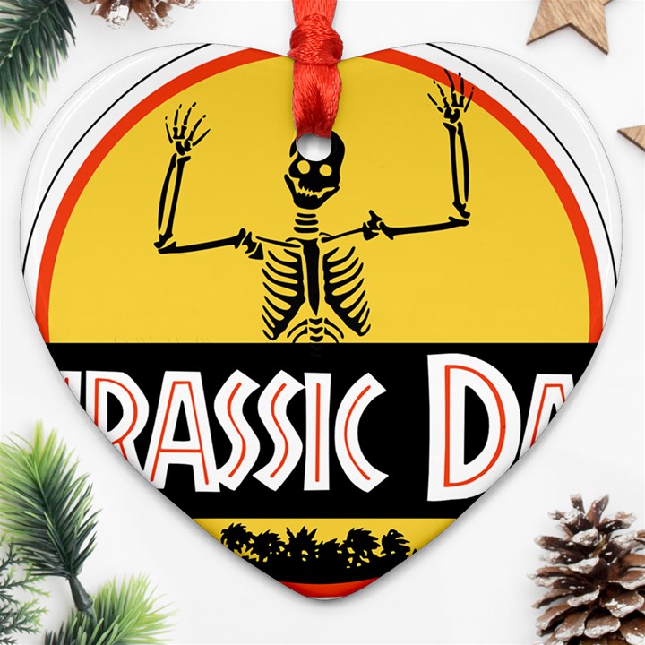 Jurassic Dad Dinosaur Skeleton Funny Birthday Gift Ornament (Heart)