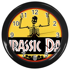 Jurassic Dad Dinosaur Skeleton Funny Birthday Gift Wall Clocks (black) by PodArtist