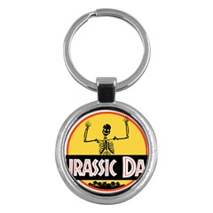 Jurassic Dad Dinosaur Skeleton Funny Birthday Gift Key Chains (round)  by PodArtist