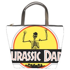 Jurassic Dad Dinosaur Skeleton Funny Birthday Gift Bucket Bags by PodArtist