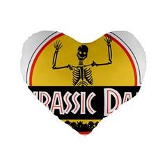 Jurassic Dad Dinosaur Skeleton Funny Birthday Gift Standard 16  Premium Flano Heart Shape Cushions by PodArtist