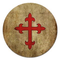 Crusader Cross Magnet 5  (round) by Valentinaart