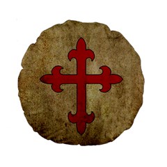 Crusader Cross Standard 15  Premium Round Cushions by Valentinaart