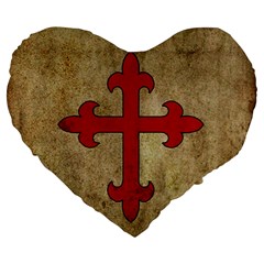 Crusader Cross Large 19  Premium Heart Shape Cushions by Valentinaart