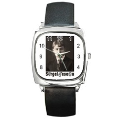 Sergei Yesenin Square Metal Watch by Valentinaart