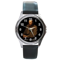 Fyodor Dostoyevsky Round Metal Watch by Valentinaart