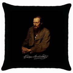 Fyodor Dostoyevsky Throw Pillow Case (black) by Valentinaart