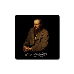 Fyodor Dostoyevsky Square Magnet by Valentinaart