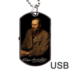 Fyodor Dostoyevsky Dog Tag Usb Flash (one Side) by Valentinaart