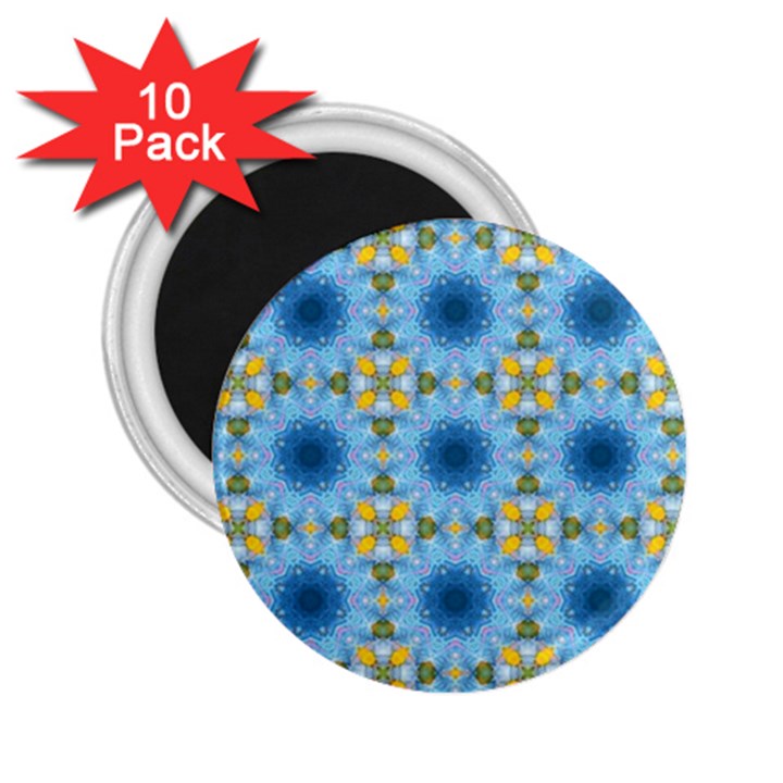 blue nice Daisy flower ang yellow squares 2.25  Magnets (10 pack) 